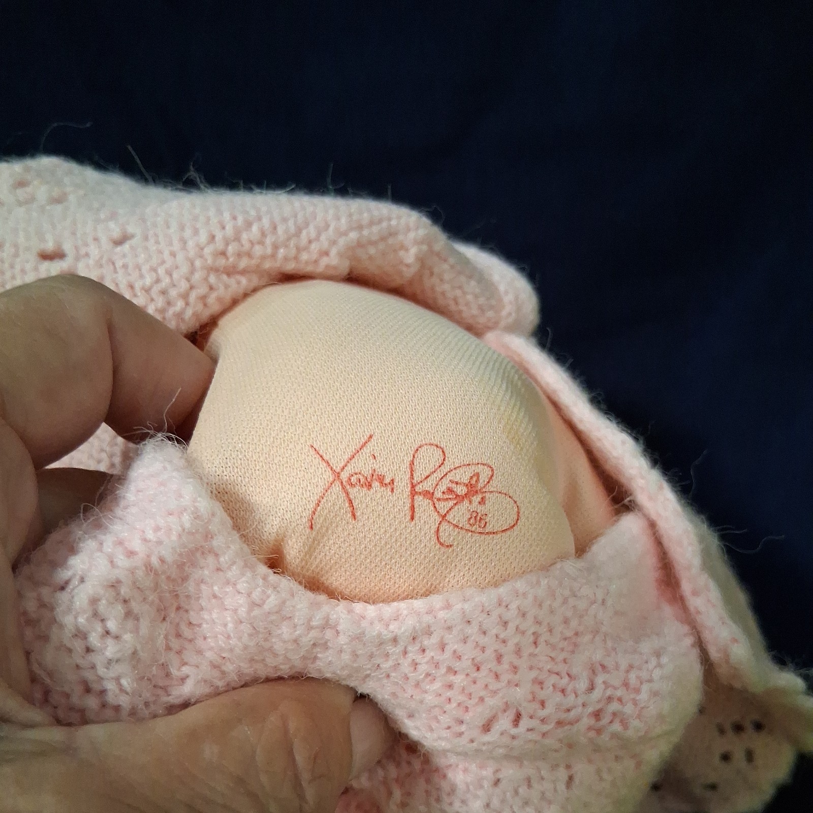 Cabbage Patch Kids 1985 Baby Doll Signed Xavier Roberts Pink Knit Outfit