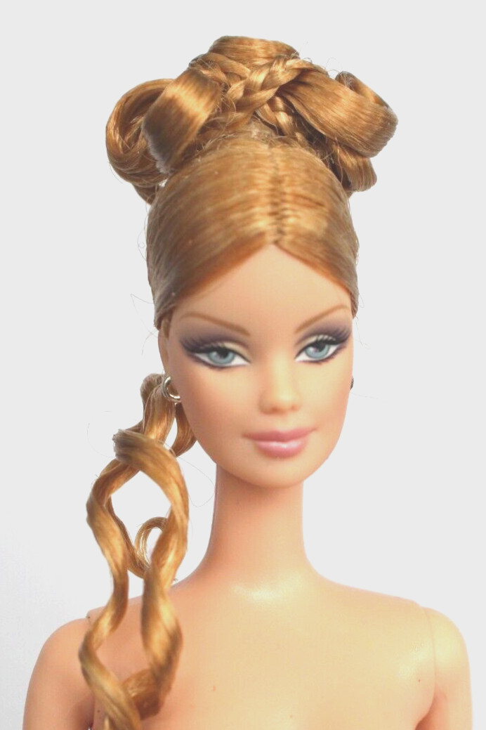 Blonde Fantasy updo Nude Barbie smoky eyes pink lips Mackie face TNT DBox4 OOAK