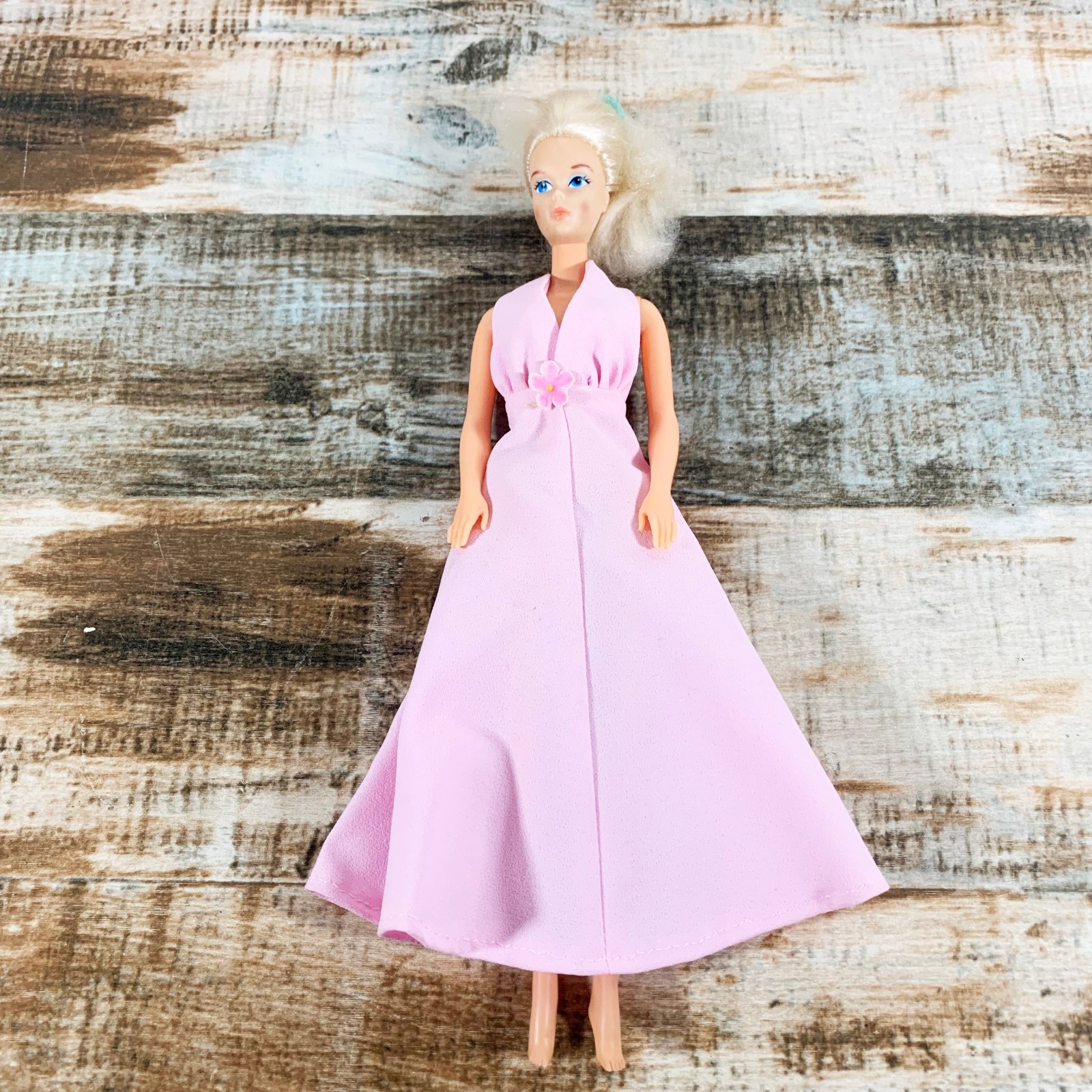 Vintage 1966 Blonde Barbie Doll With Light Pink Dress Clothing