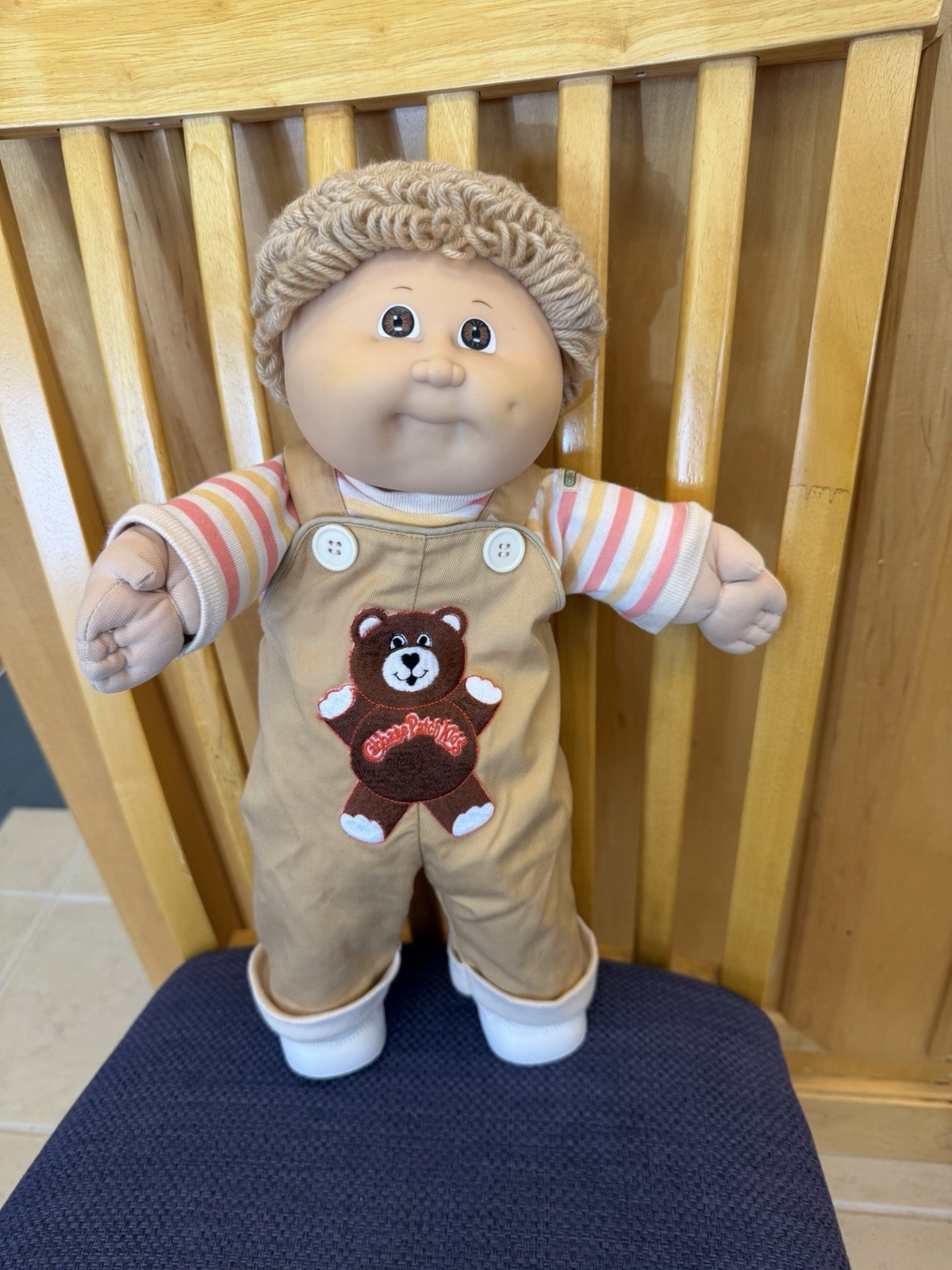 Cabbage Patch Kids Doll Tsukuda Boy Brown Eyes Tan Hair Teddy Bear Outfit