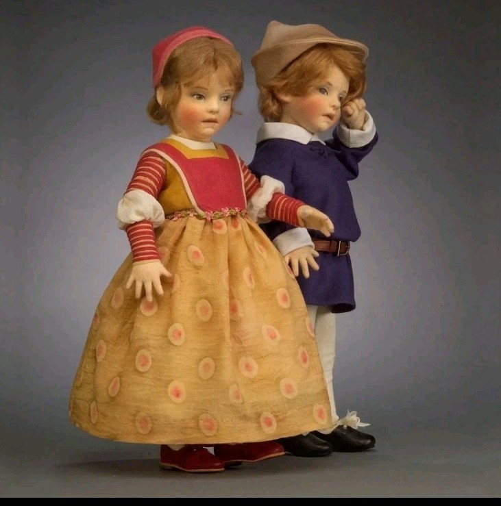 R John Wright Pair 17″ BABES IN THE WOOD Dolls Jessie Willcox Smith 1 Of 100
