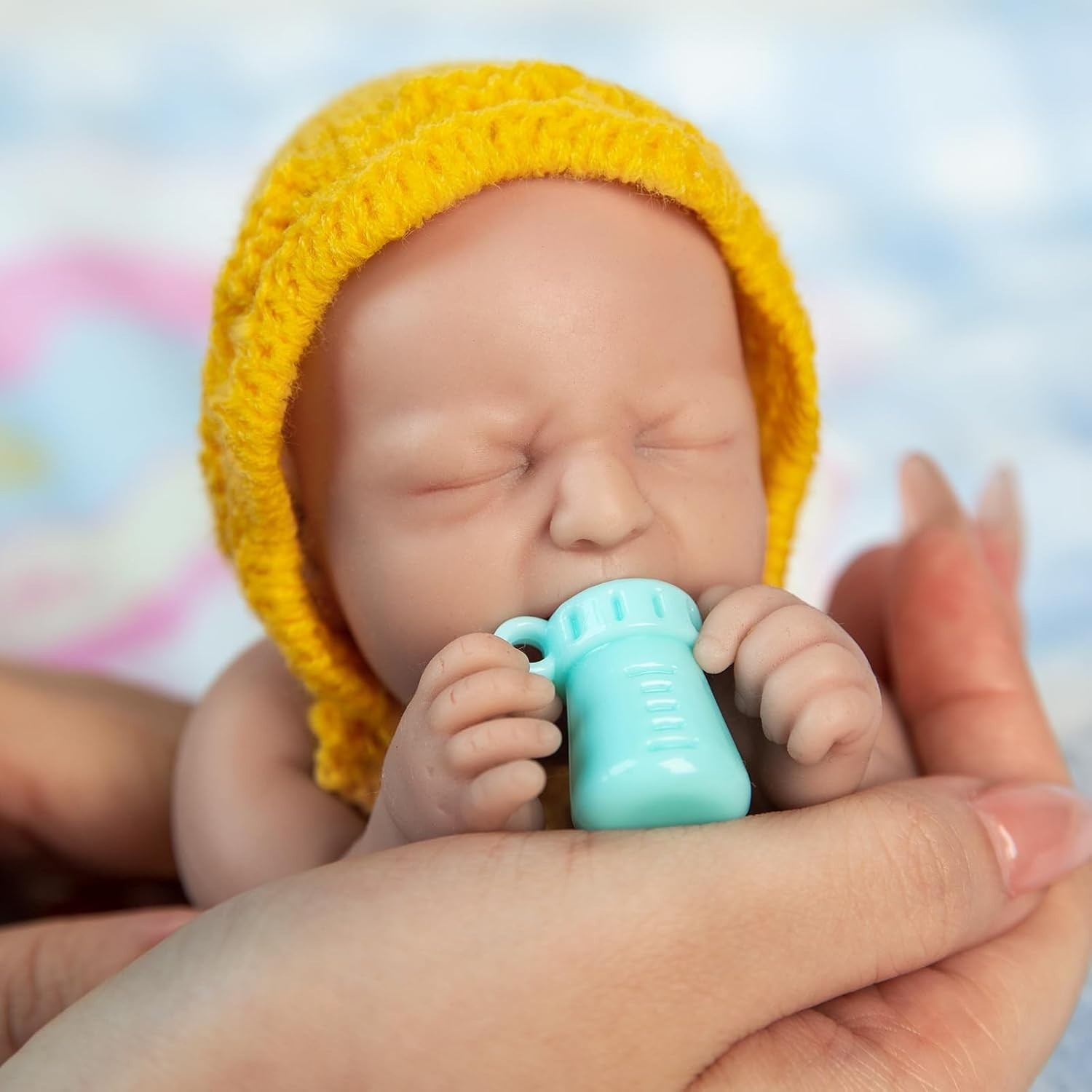 8-Inch Realistic Crying Mini Silicone Baby Doll with Feeding Kit & Gift Box