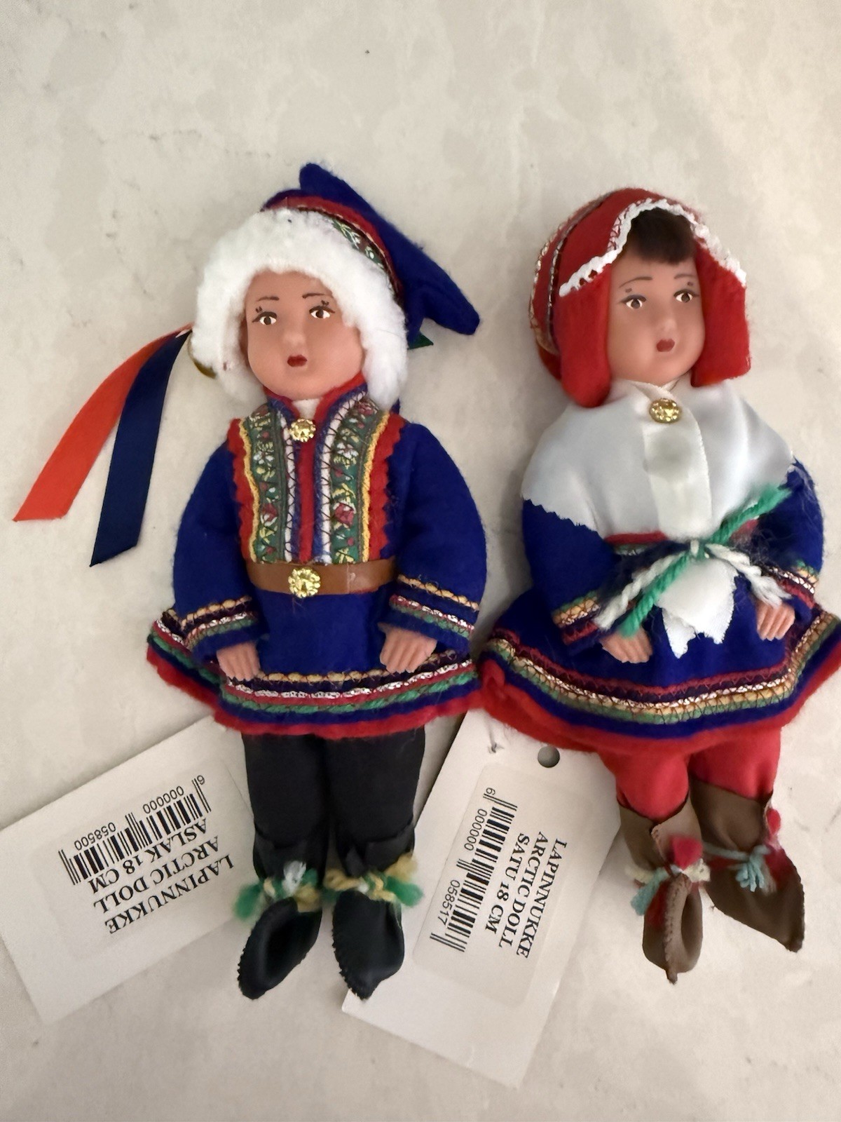 Set Of Two Finnish Finland Arctic Sami Dolls NWT Riipisen
