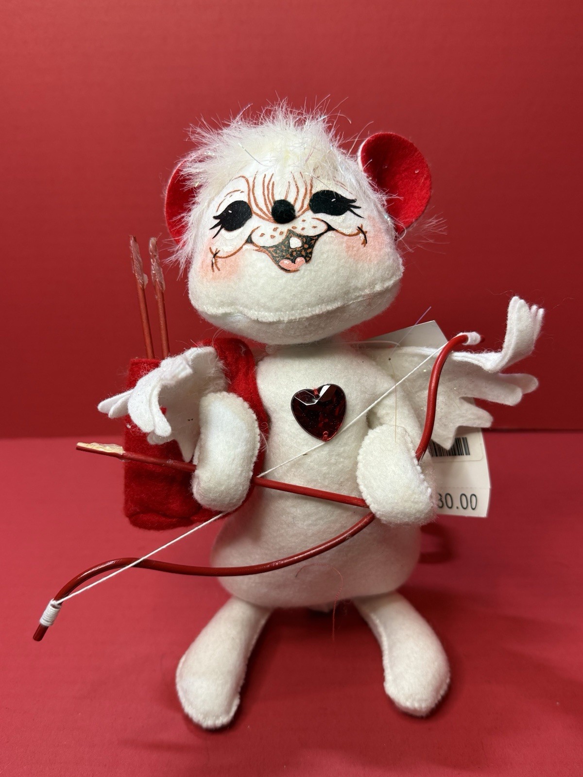 VTG Annalee Dolls Cupid Mouse Valentine ‘s Day Red Heart Bow Arrow Wings NWT