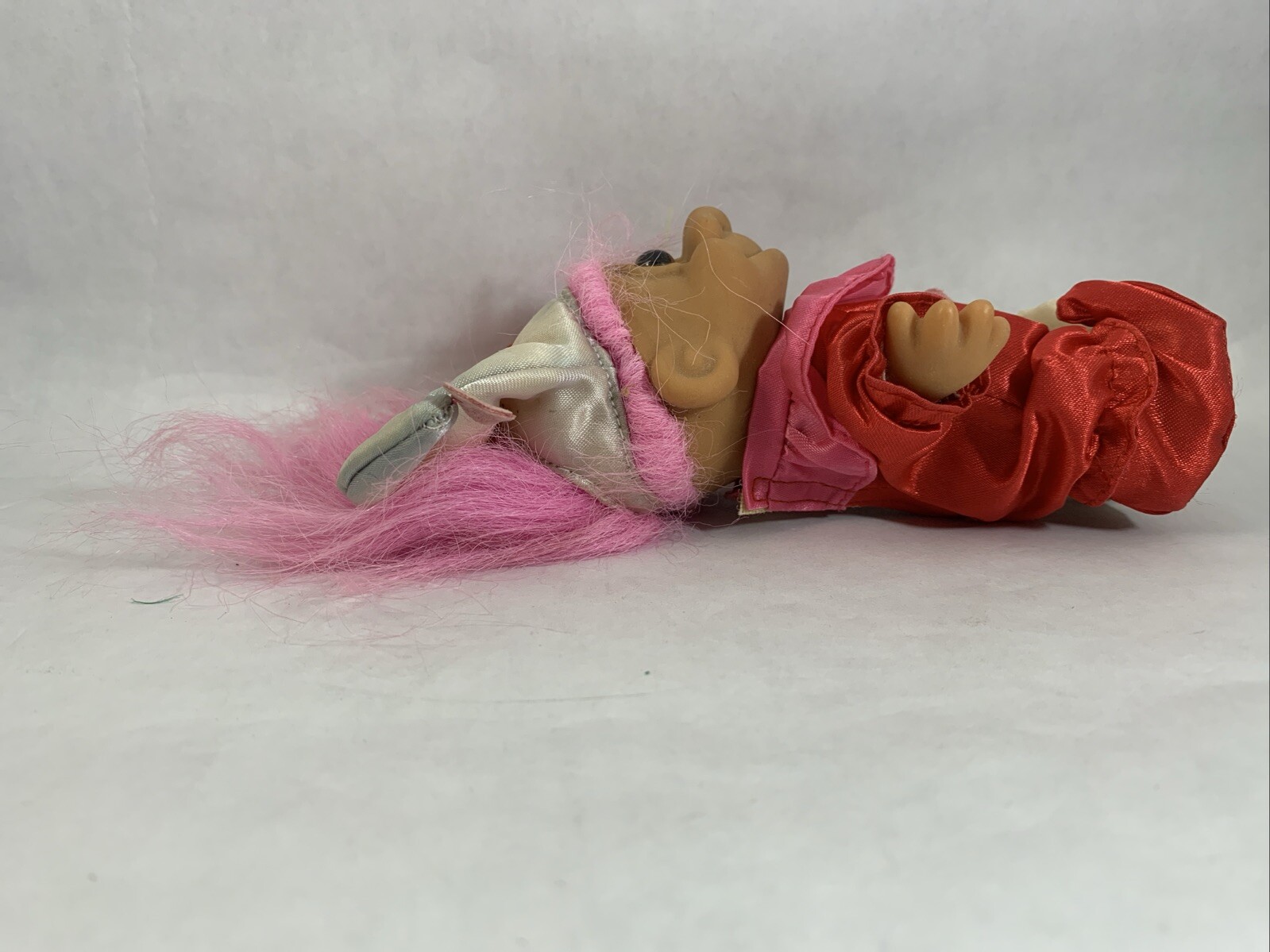 Jester Troll Doll Red & White Suit Vintage Russ 5 inch Figure Pink Hair