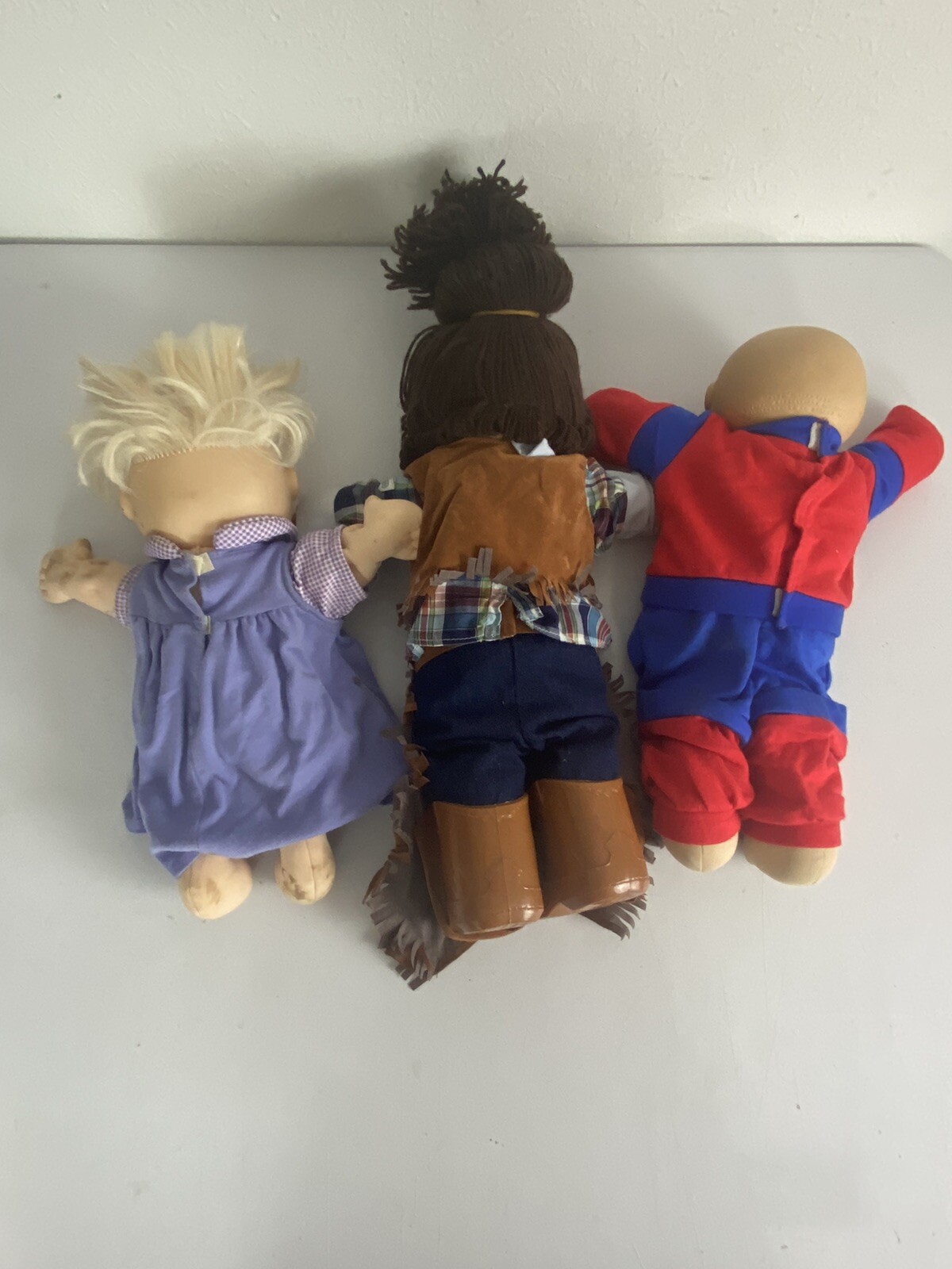 3 Cabbage Patch Kids Dolls Cowboy Boots Clothes Diapers Blonde Brown Hair