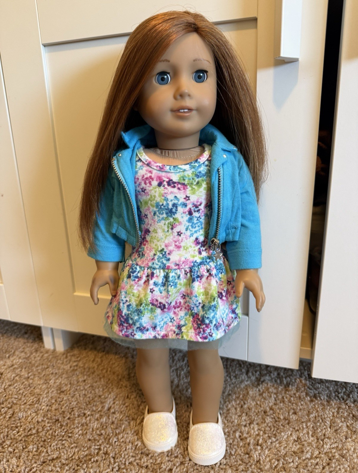 American Girl Truly Me 18in Doll Red Straight Hair Blue Eyes Outfit Shoes