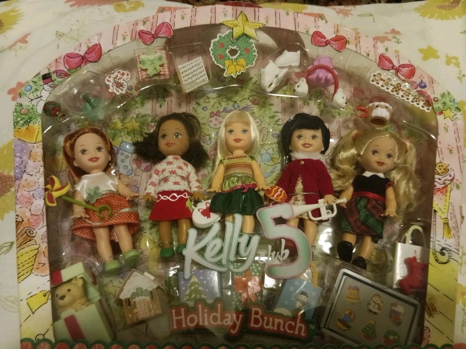 KELLY CLUB 5 HOLIDAY BUNCH SET MATTEL BARBIE 2005 CHRISTMAS DOLLS