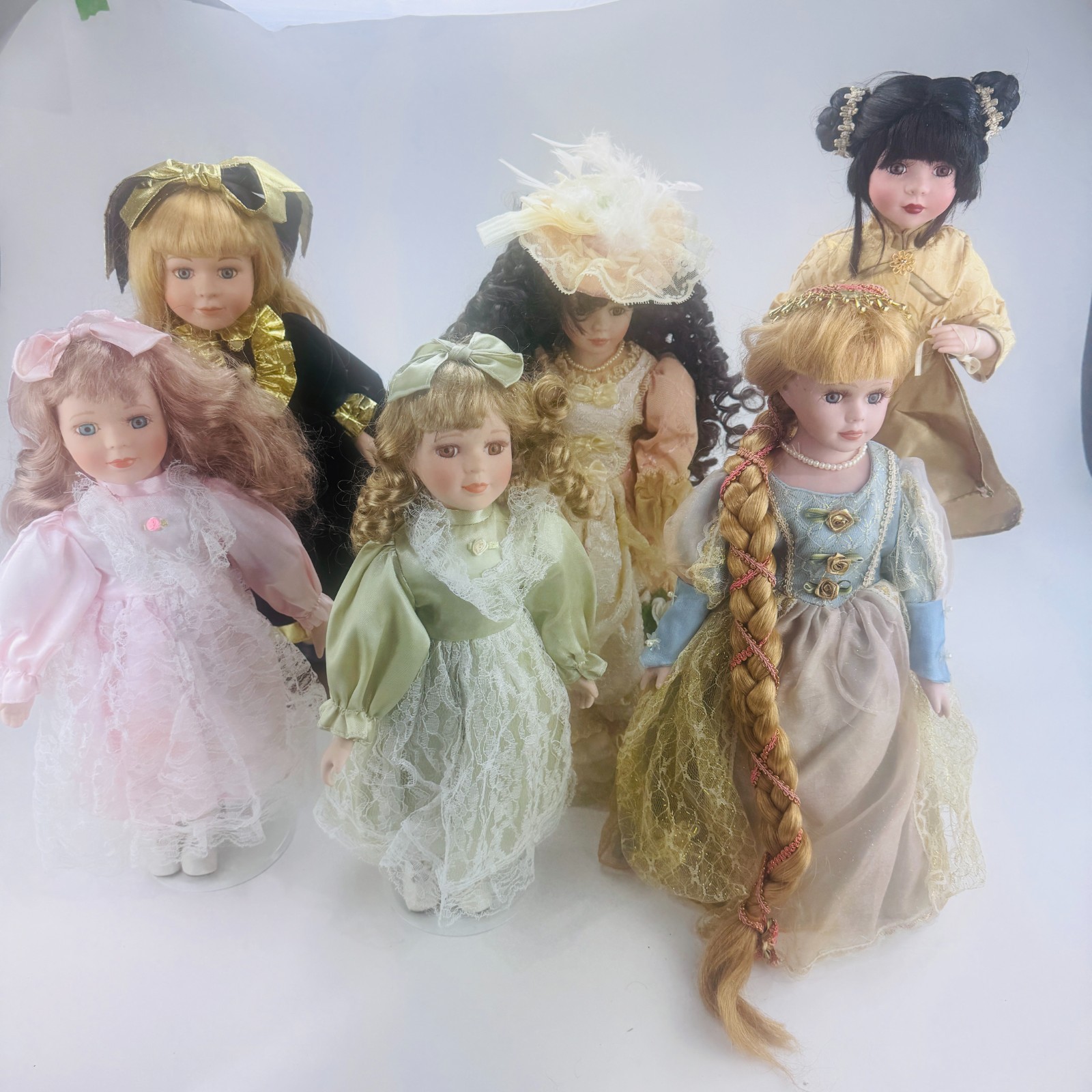 (Lot of 6) VTG Porcelain Dolls – Dynasty, Goldenvale, Rose, Open Invitation 18″
