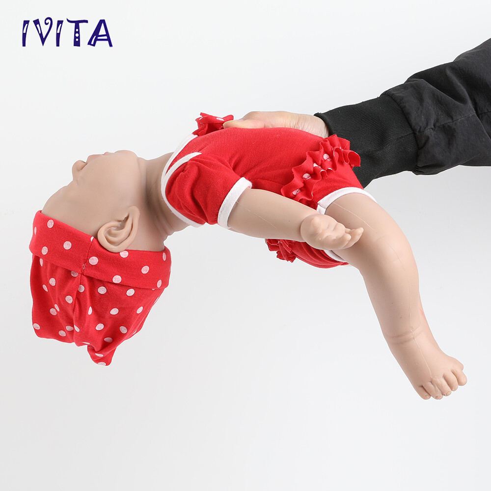 IVITA 17” Full Silicone Baby Doll Girl Realistic Reborn Baby Doll Cute Infant