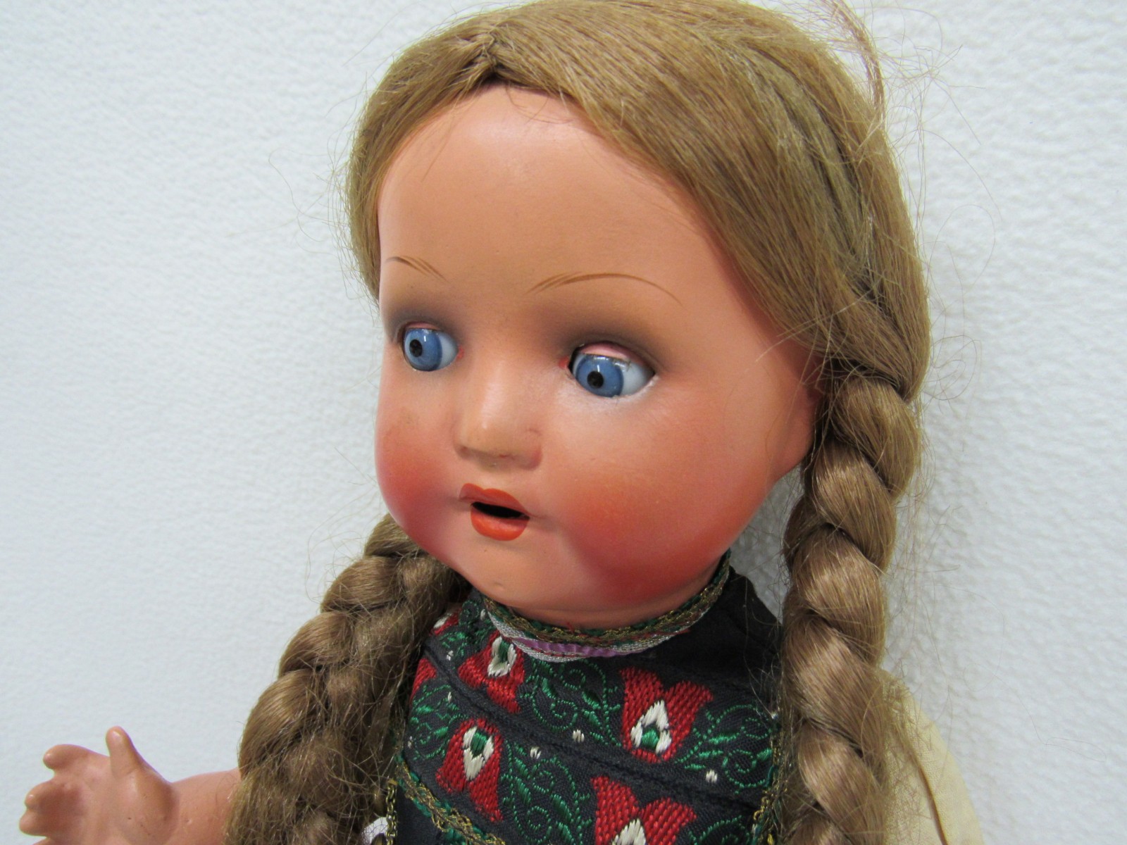 Antique German Composition Doll Marked 42 Glass Sleep Eyes