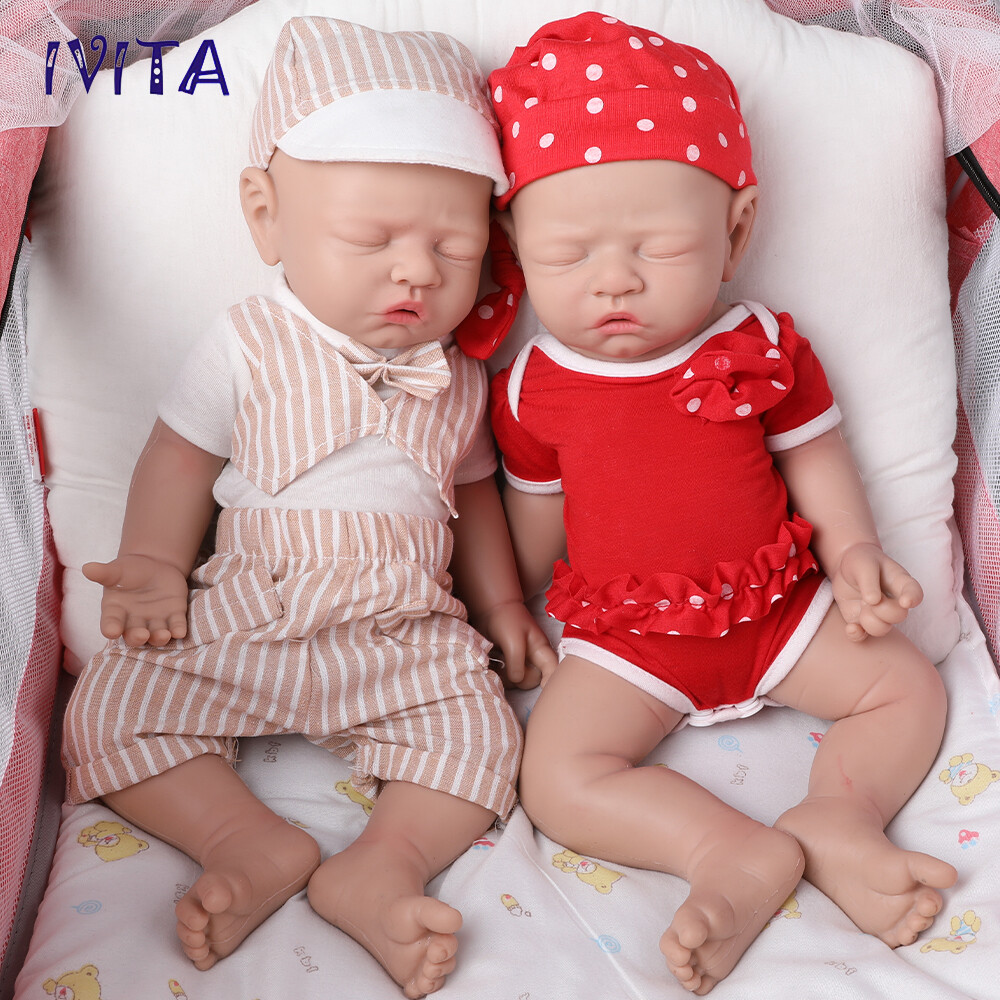 IVITA 17″ Eyes Closed Silicone Reborn Baby Boy And Girl Sleeping Silicone Doll
