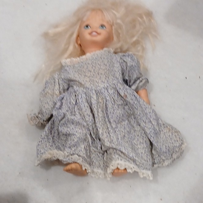 Mattel Girl Doll Straight Blonde Hair Floral Dress Cloth & Plastic Material