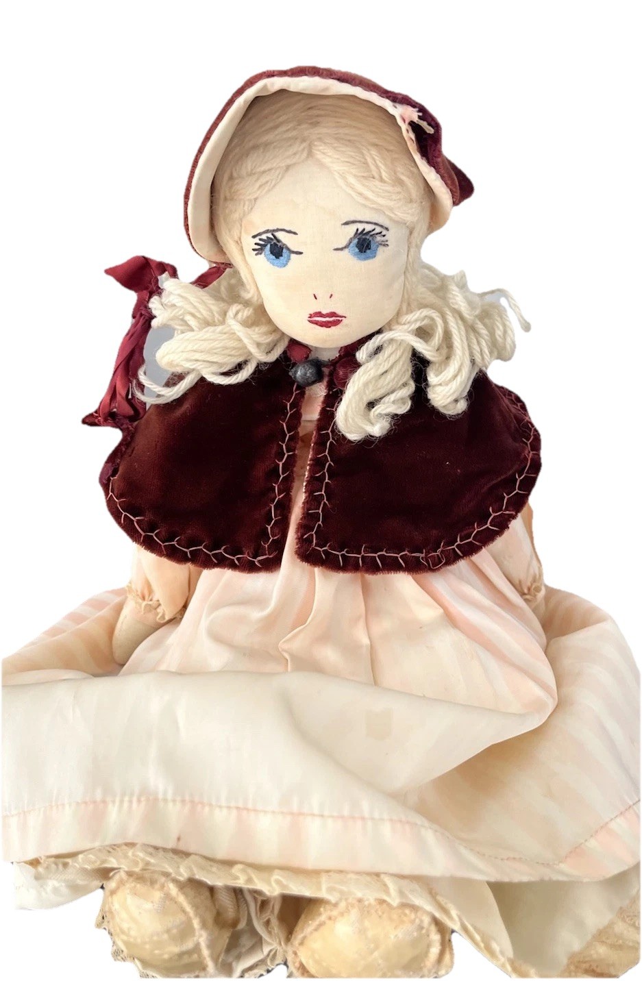 Vintage Cloth Doll Fabric Handmade Sewn Signed 17” F14
