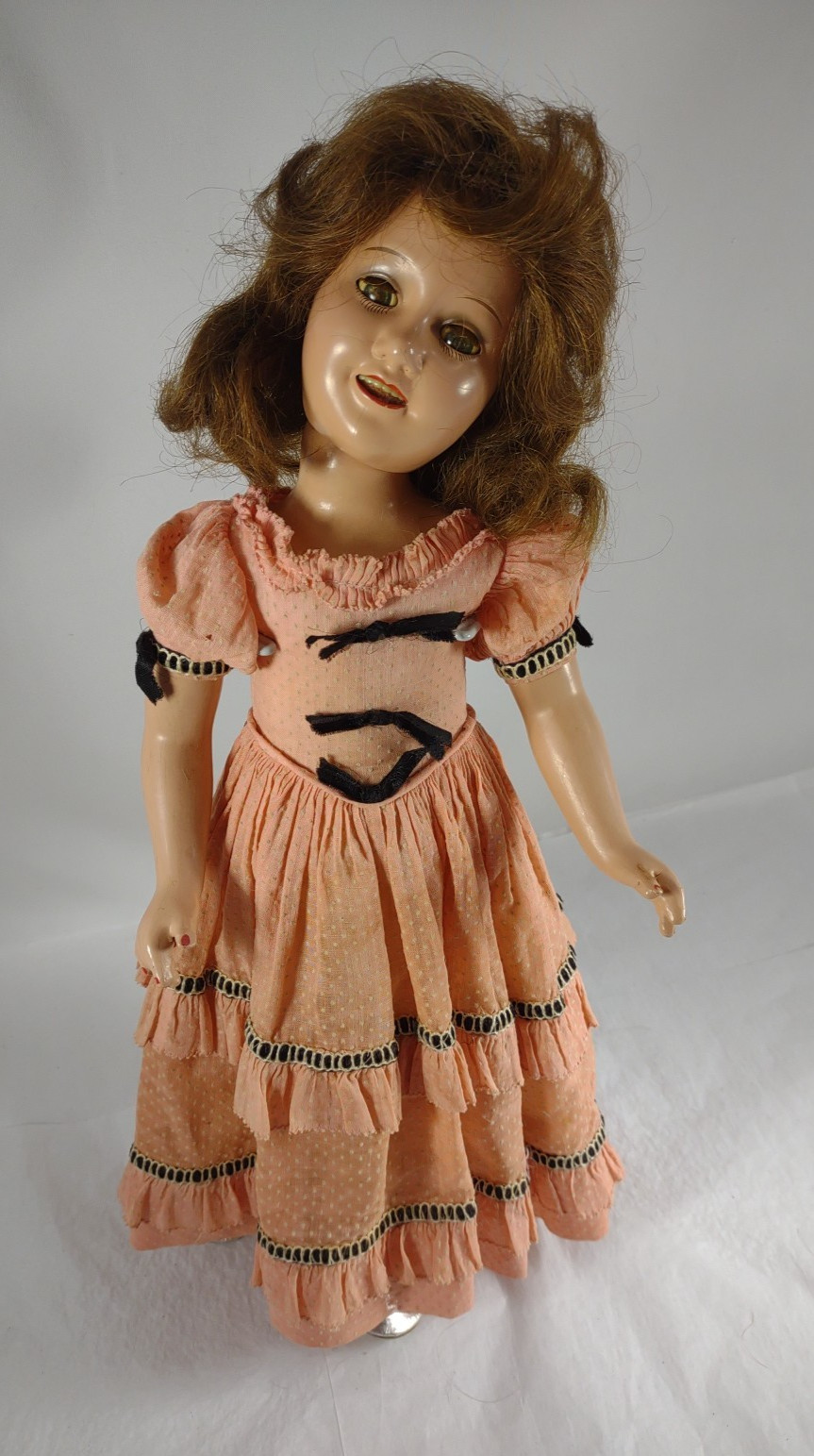 VTG 1940s Ideal Deanna Durbin All Composition Doll 18″ Human Hair (A13)