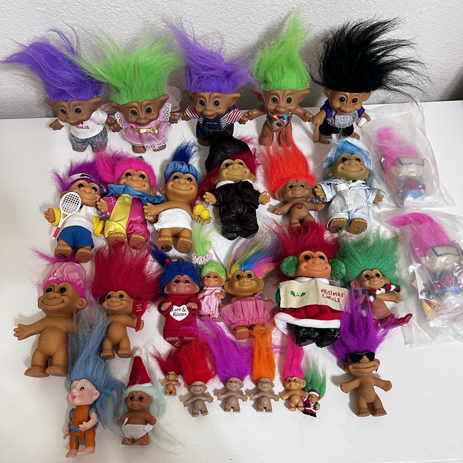 Vintage Russ Ace Novelty DAM Troll Lot of 29 Various Troll Dolls and Sizes