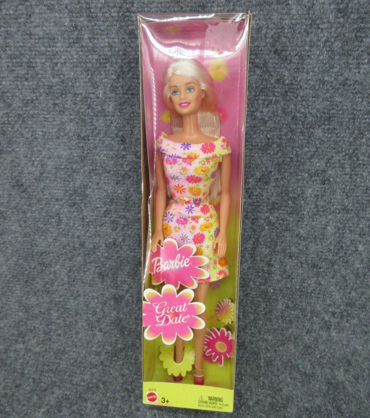 Barbie Great Date Doll Mattel B2618 Blonde Floral Dress Pink Green Eyes In Box