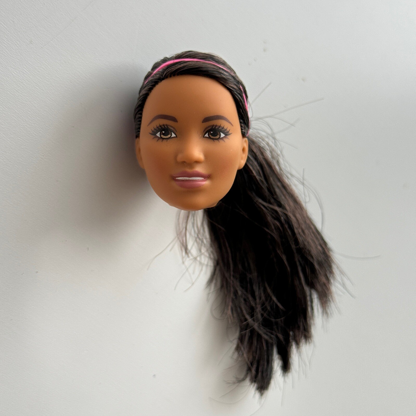 Barbie Doll Head Brunette Dark Hair Project OOAK Replacement AA Hispanic Latina