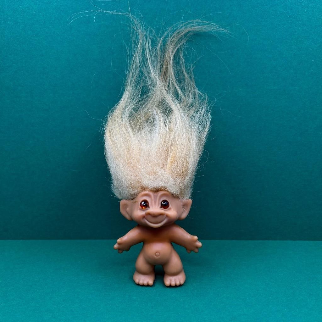 Rare Vintage DAM Original Long Hair Glass Eyes Troll Doll 3″ 1960s