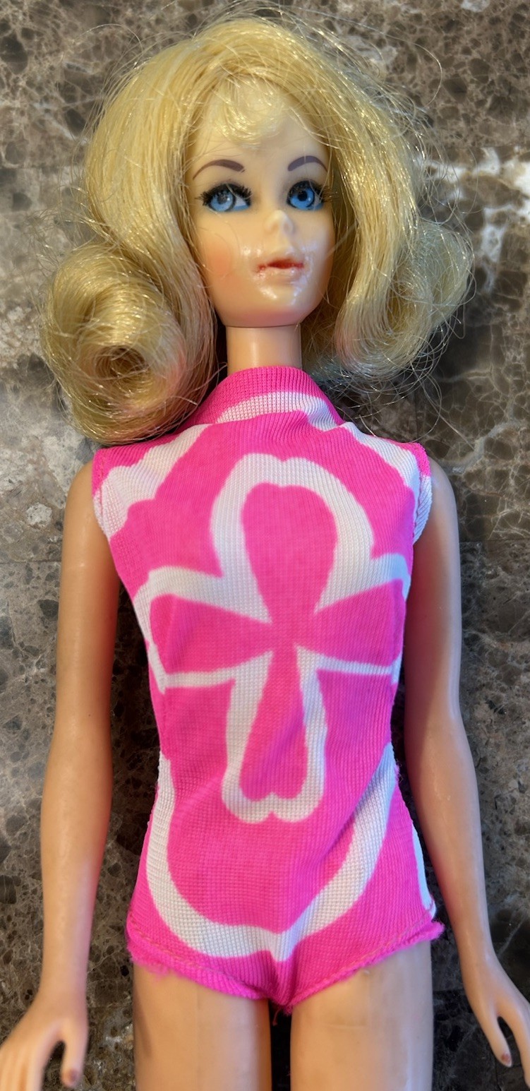 VINTAGE MOD TNT BARBIE DOLL MARLO FLIP BLONDE IN VINTAGE SWIMSUIT