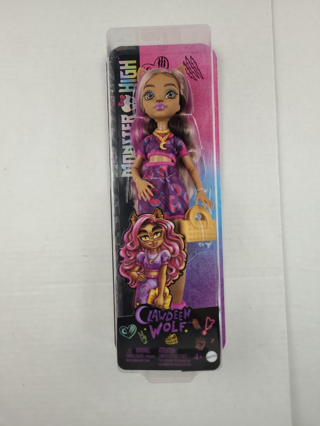 Mattel Monster High Clawdeen Wolf Fashion Doll NIB Gold Moon Purse Necklace Rare
