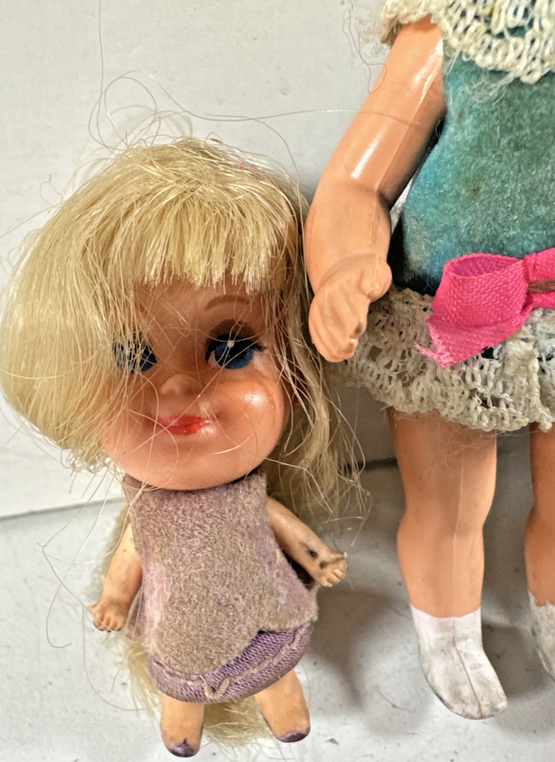 MATTEL LIDDLE KIDDLES Liz &Lilac Kiddle 2″ AND 4″Suki Skediddle 1960’s READ!