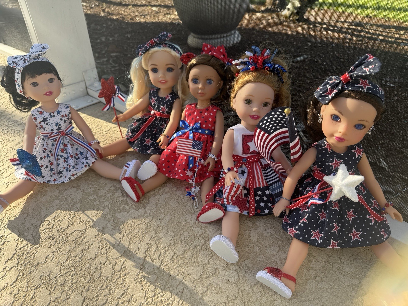 4th Of july 6pc Dress Outfit Fits AMERICAN GIRL AG SISTERS/ Wellie Wishers Doll