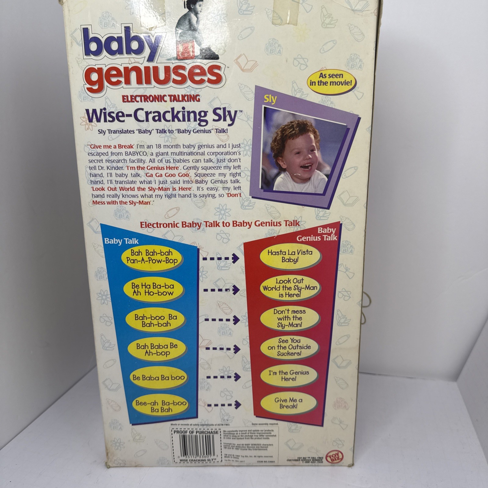 Vintage Baby Geniuses Wise-Cracking Sly Talking Doll Toy Biz 1999 As Is