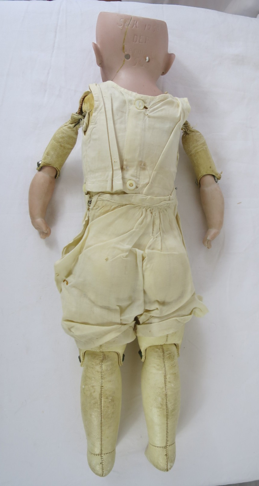 Antique Simon Halbig Bisque Head Leather Body German Doll Needs Repair