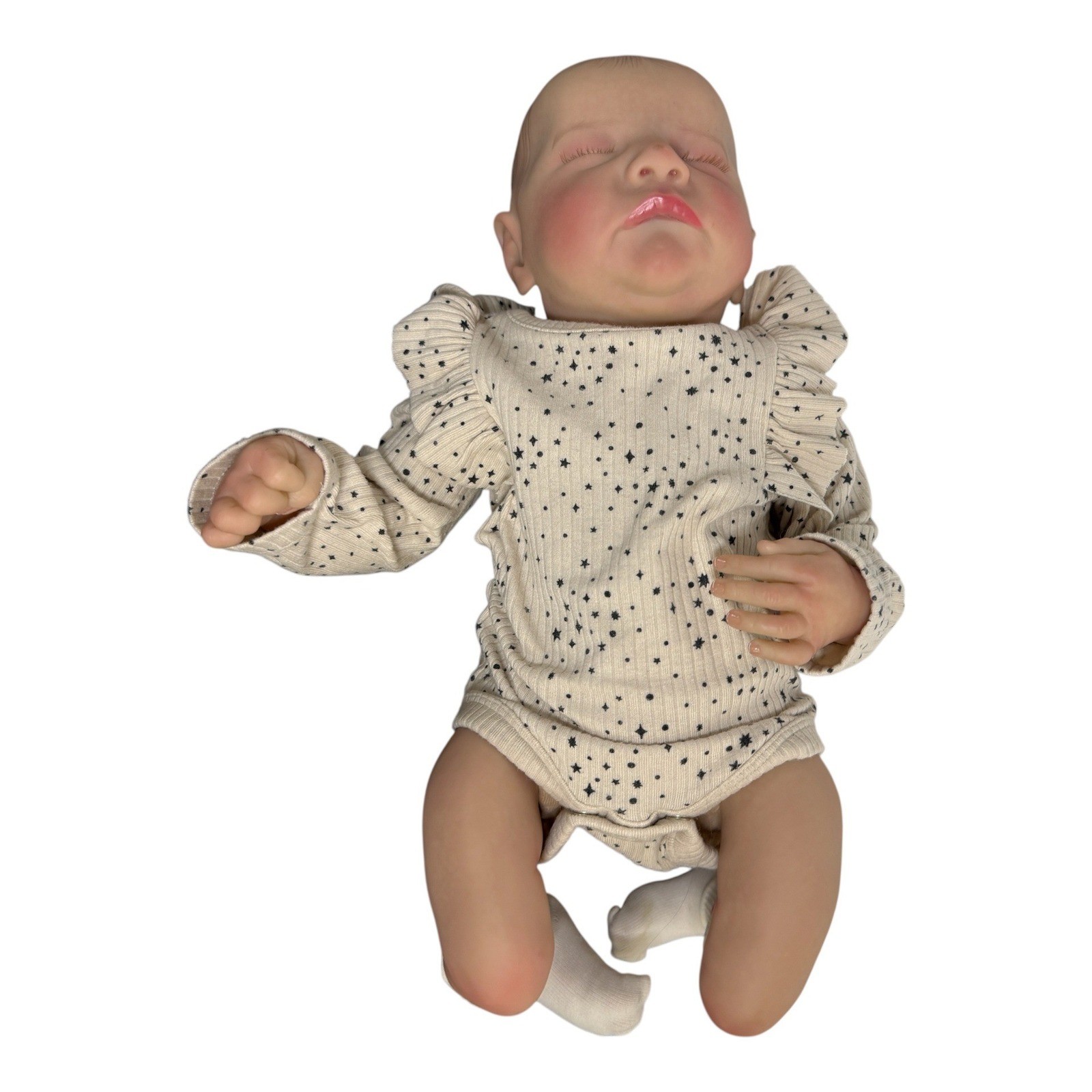 Realistic Sleeping Reborn Baby Doll Star Print Weighted Cloth Body 1 lb 13 18 in