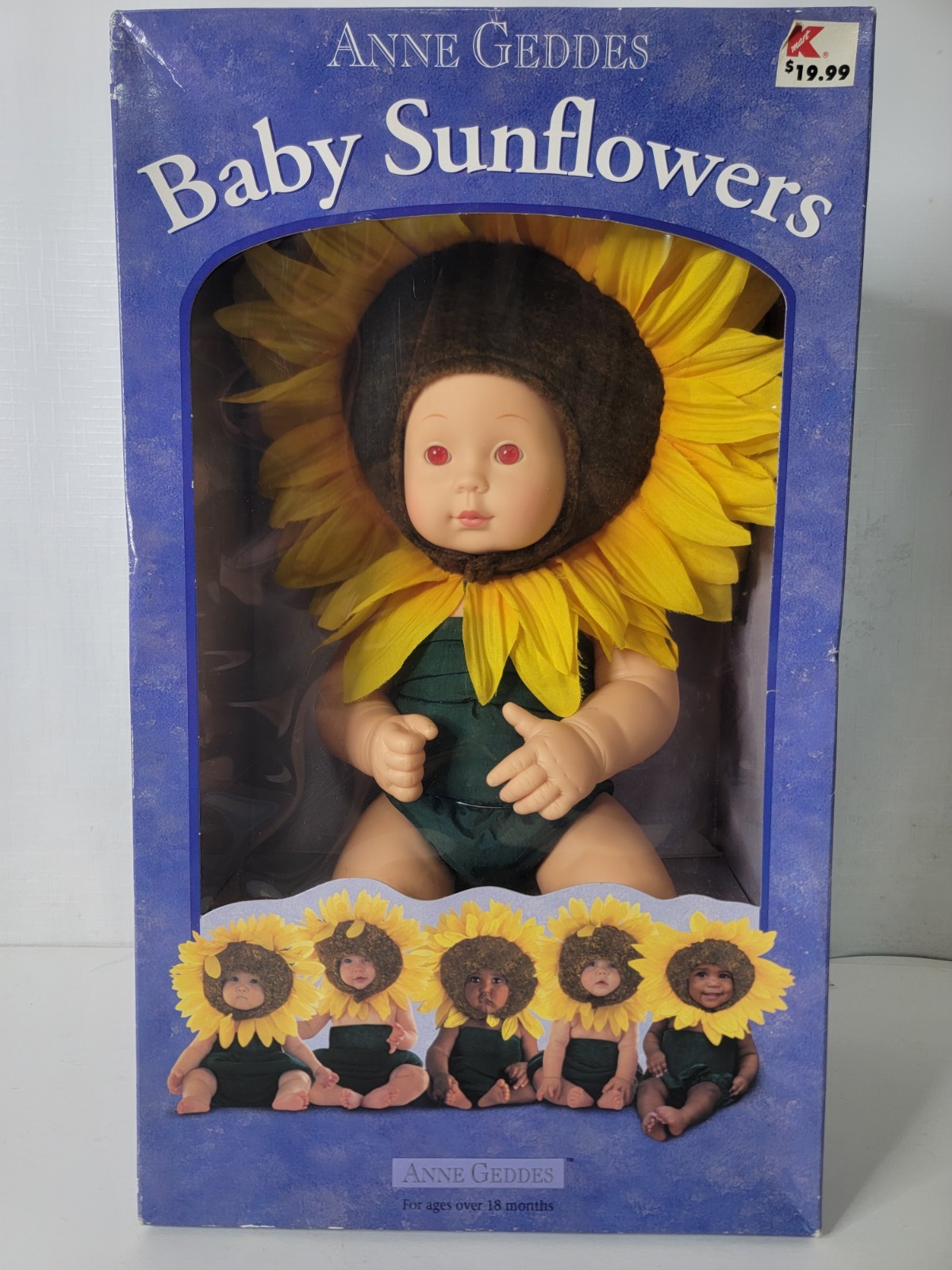 Vintage Anne Geddes Baby Sunflowers Doll 1999 15″ Opened Box Unimax Toys