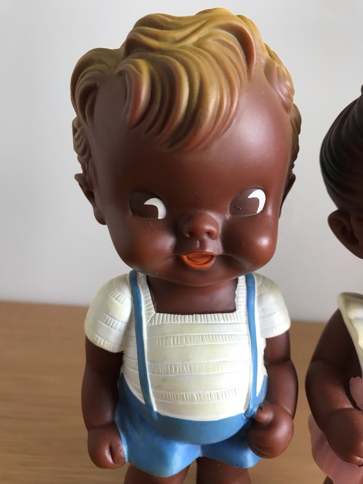 Sun Rubber Dolls Ruth E. Newton Dark Skin Boy & Girl 8 inch. Very Rare Version,