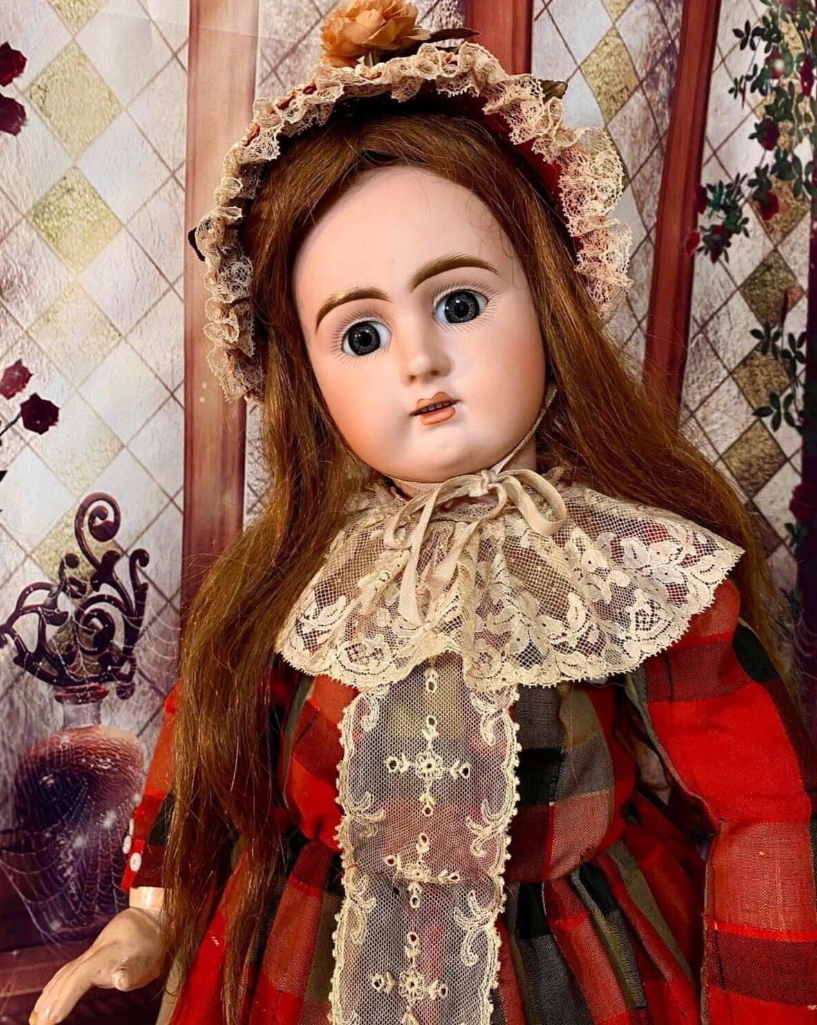 25.5″ Antique Doll French BEBE Jullien Bisque Head Paperweight Sleep Eye Jumeau