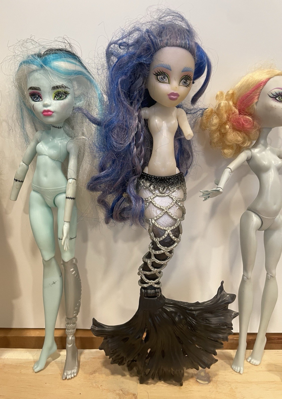 4 Monster High Dolls For Replacement Parts, Lagoona Blue Sirena Frankie Stein