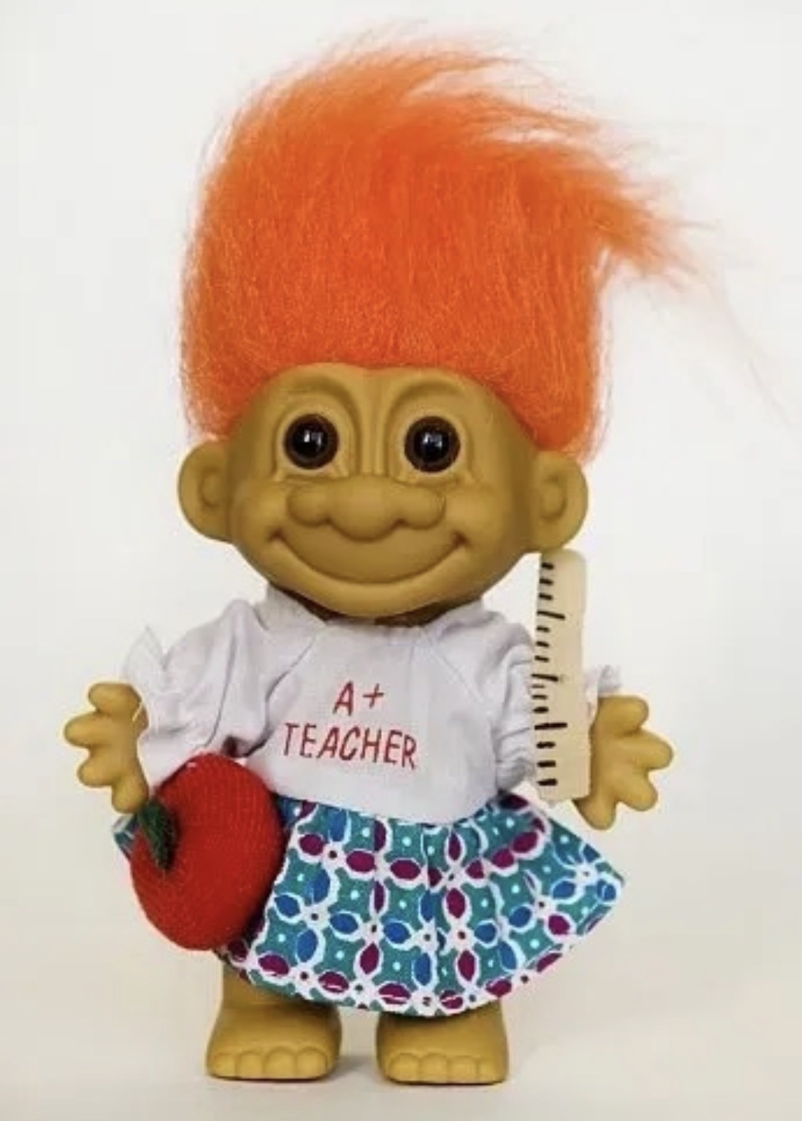 A+ TEACHER – 5″ Russ Troll Doll – Orange Hair – Appreciation Thank You Gifts