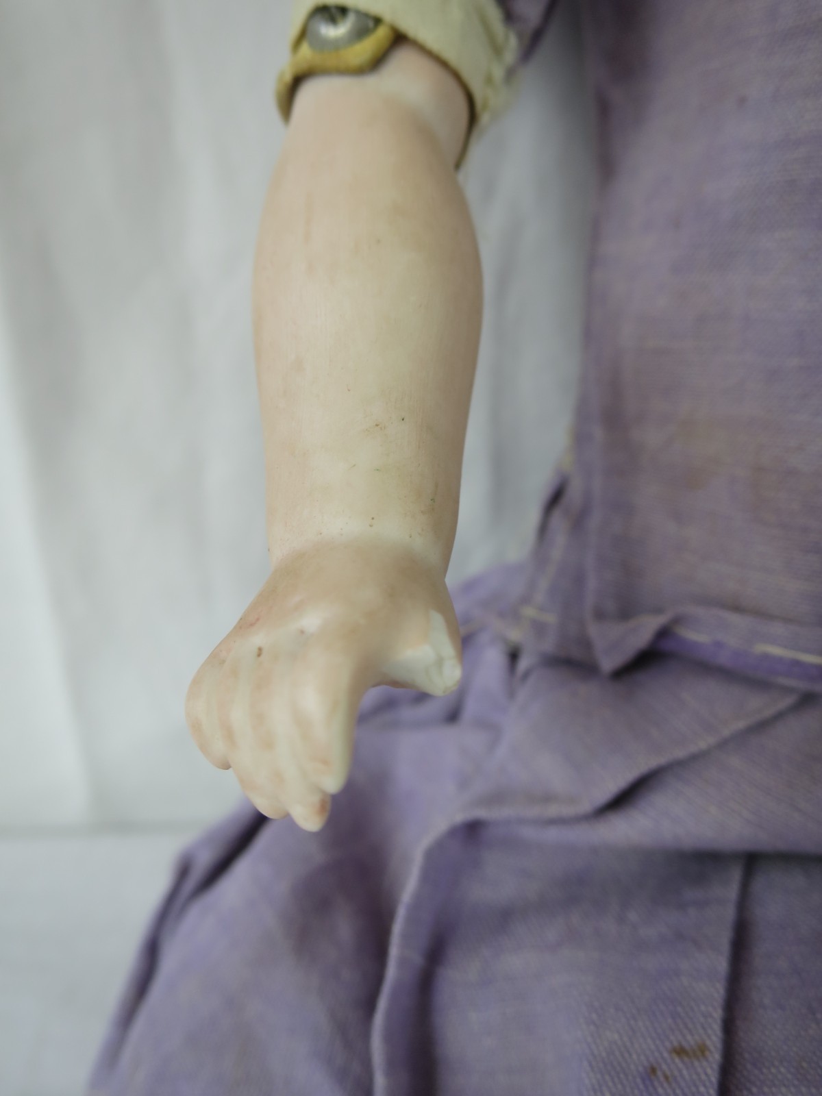 Antique Simon Halbig Bisque Head Leather Body German Doll Needs Repair
