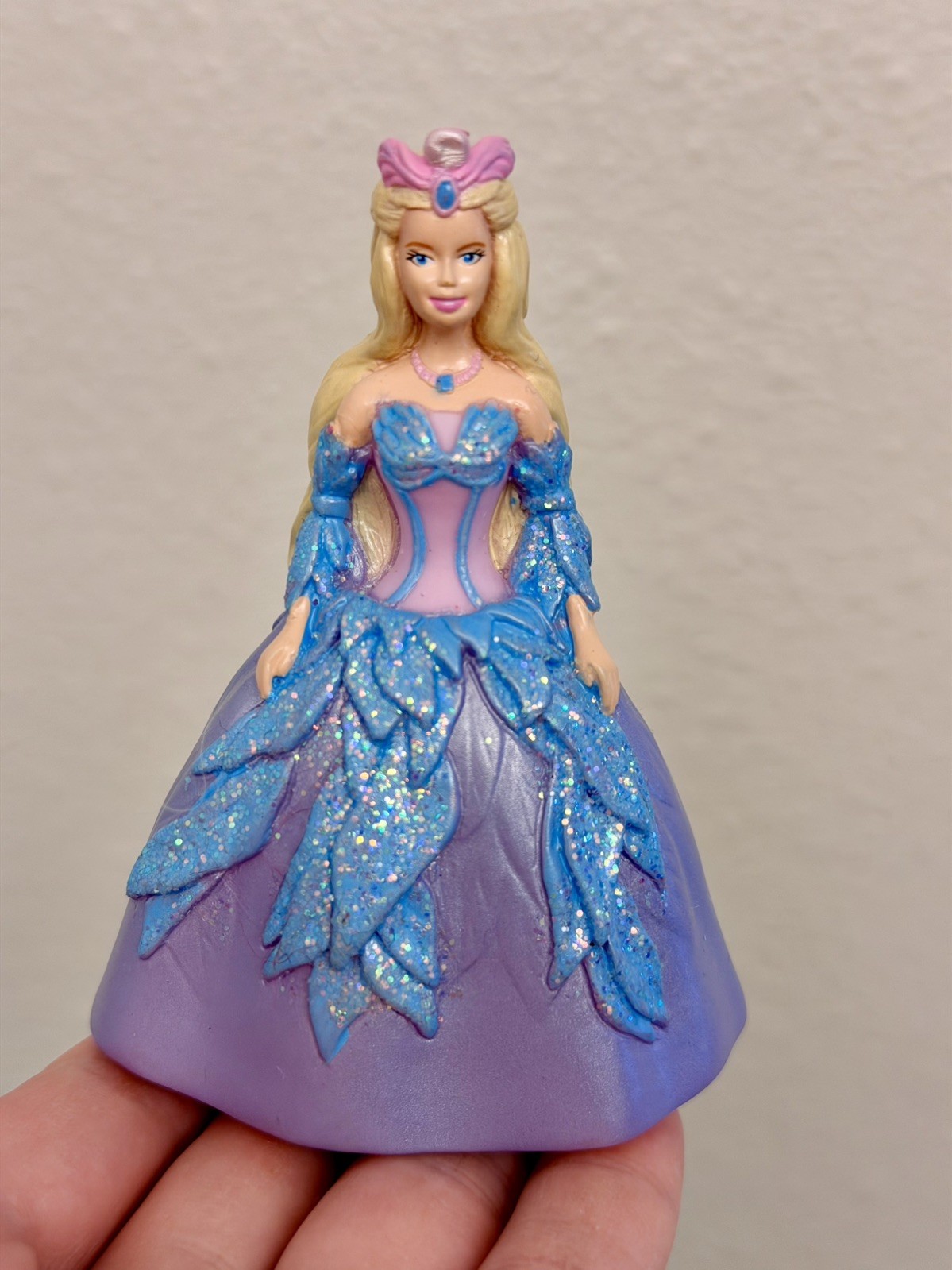 Rare Barbie Swan Lake Queen Odette Mini Figure 2003 Mattel Purple Blue Glitter