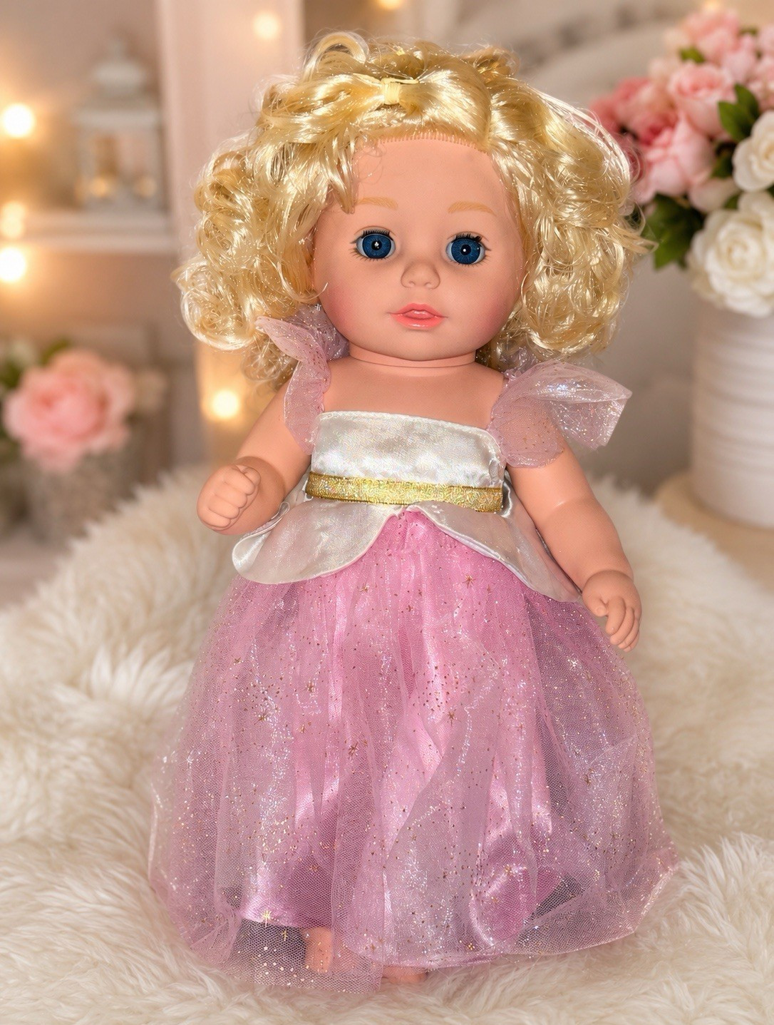 BABY Born Interactive Sleeping Doll 18” Blonde Blue Eyes Pink Fairy Princess Dre