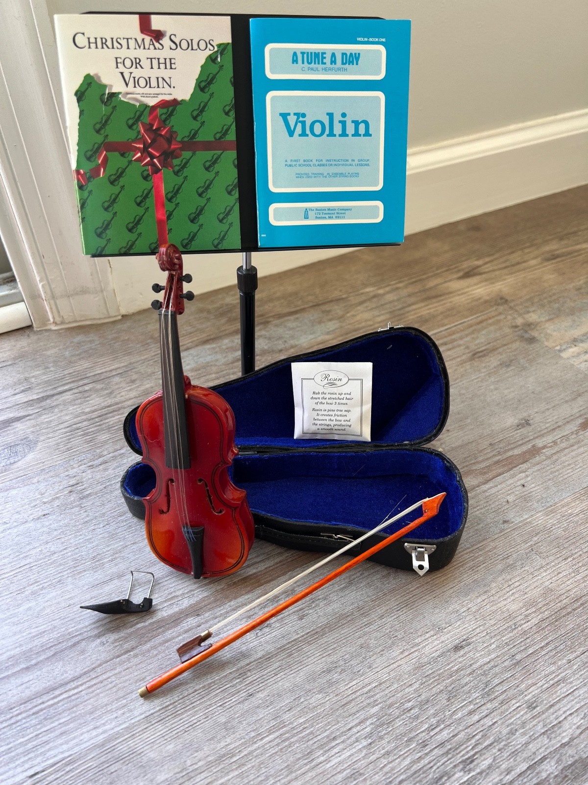 18″ American Girl Doll Complete Instrument Set: Violin, Case, Books, Music Stand