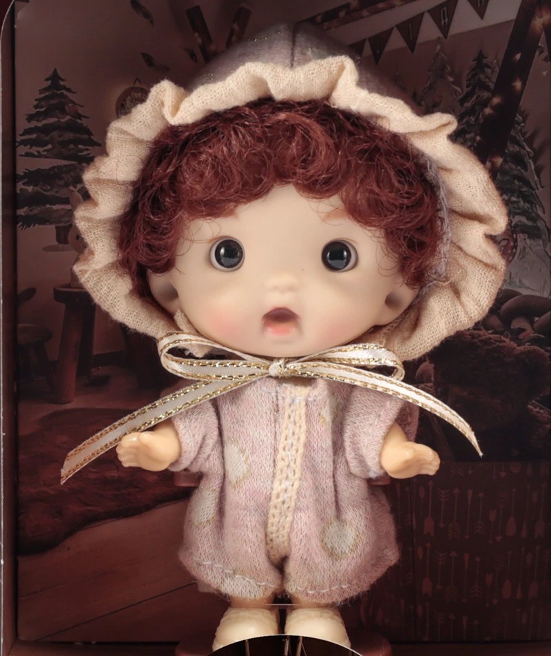 10cm Mini Bjd Doll with Clothes Cute Surprise Face Blue Eye Blond Hair