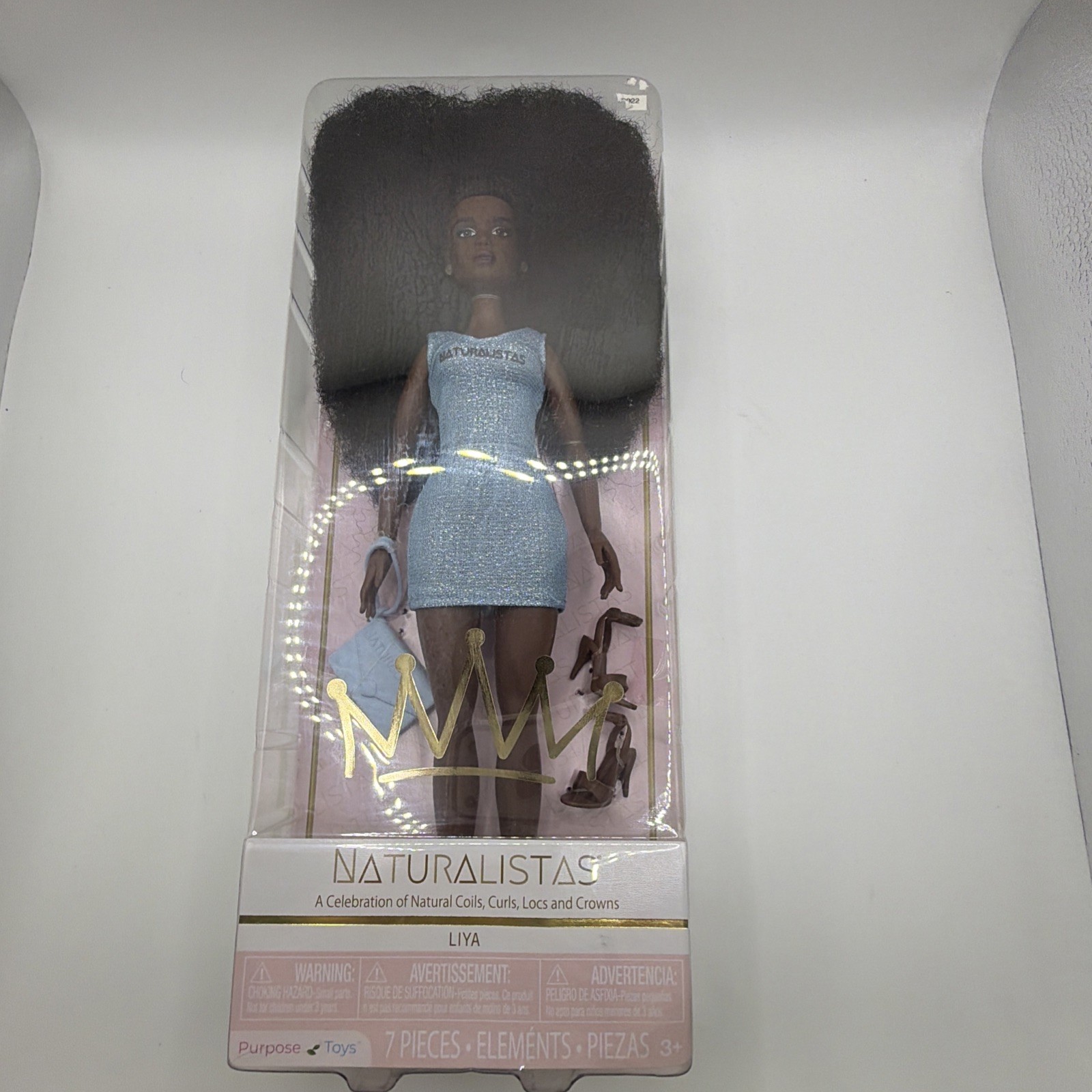 Naturalistas Liya Fashion Doll 11.5″ with Ice Blue Dress Curly Hair New In Box