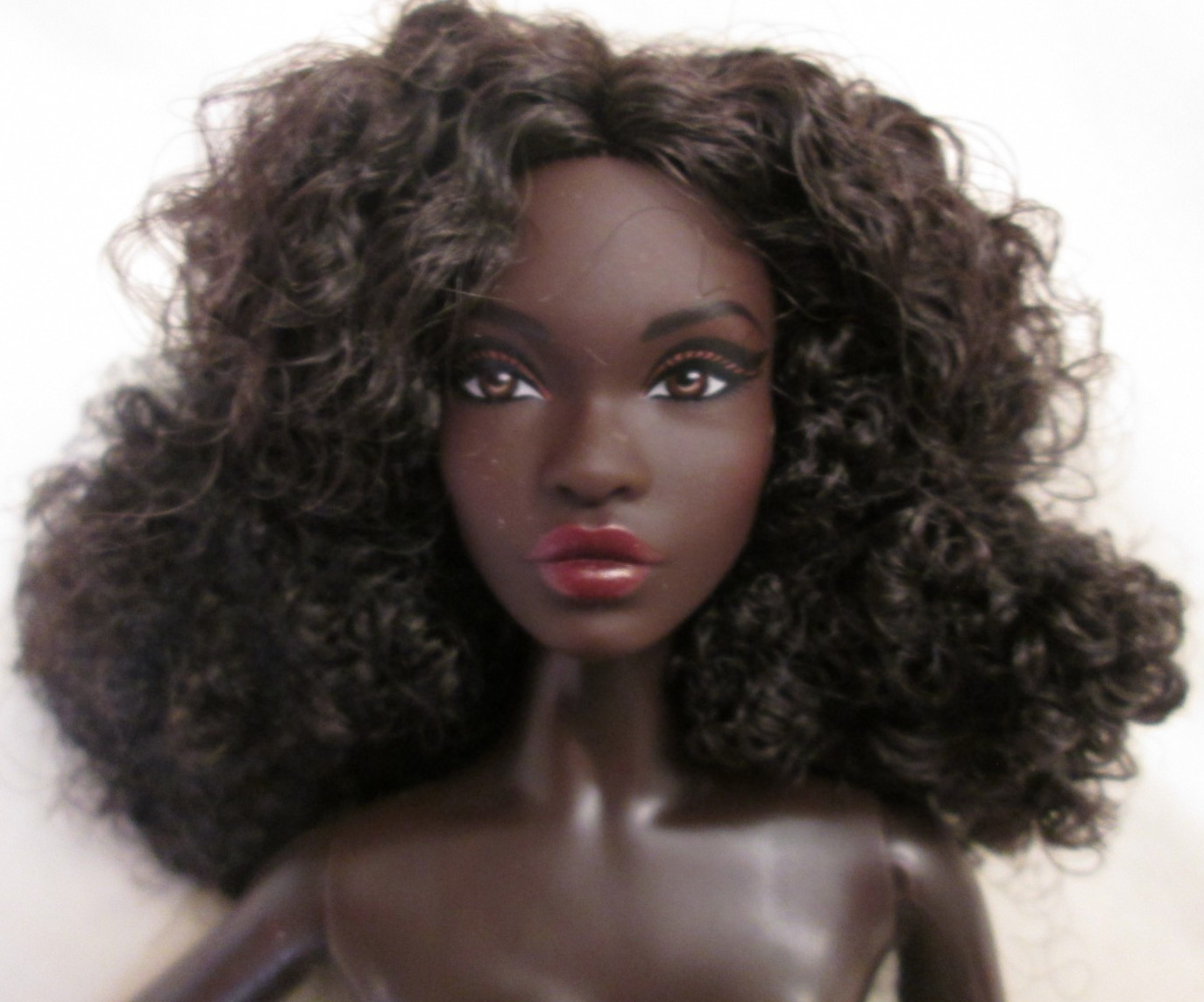 Nude Barbie Kitty Perkins Black Doll Model Muse Body COA Natural Hair Mattel