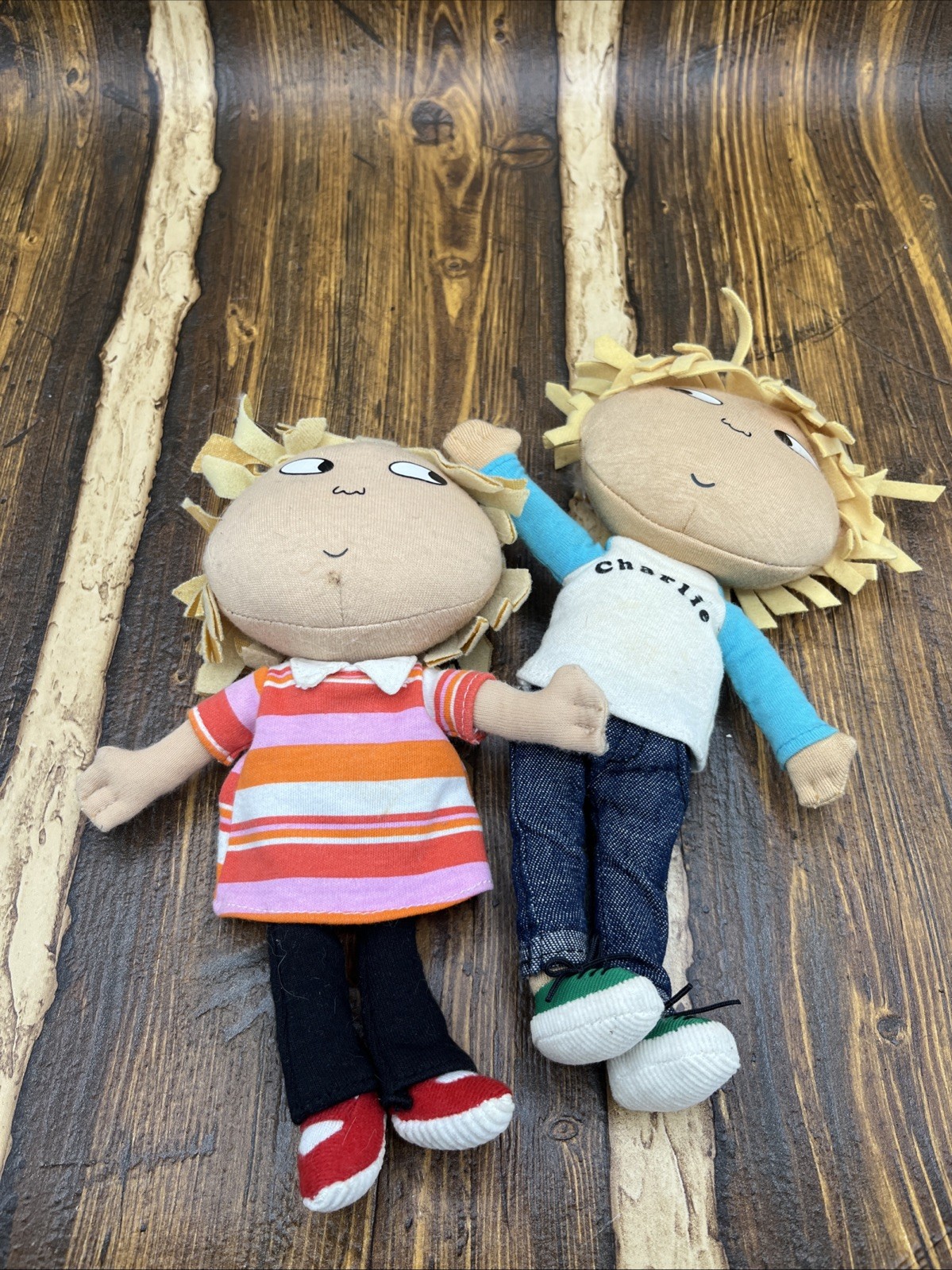 Lot of 2 Charlie And Lola Plush Dolls Lauren Child – Kids 2005 NO TALKING
