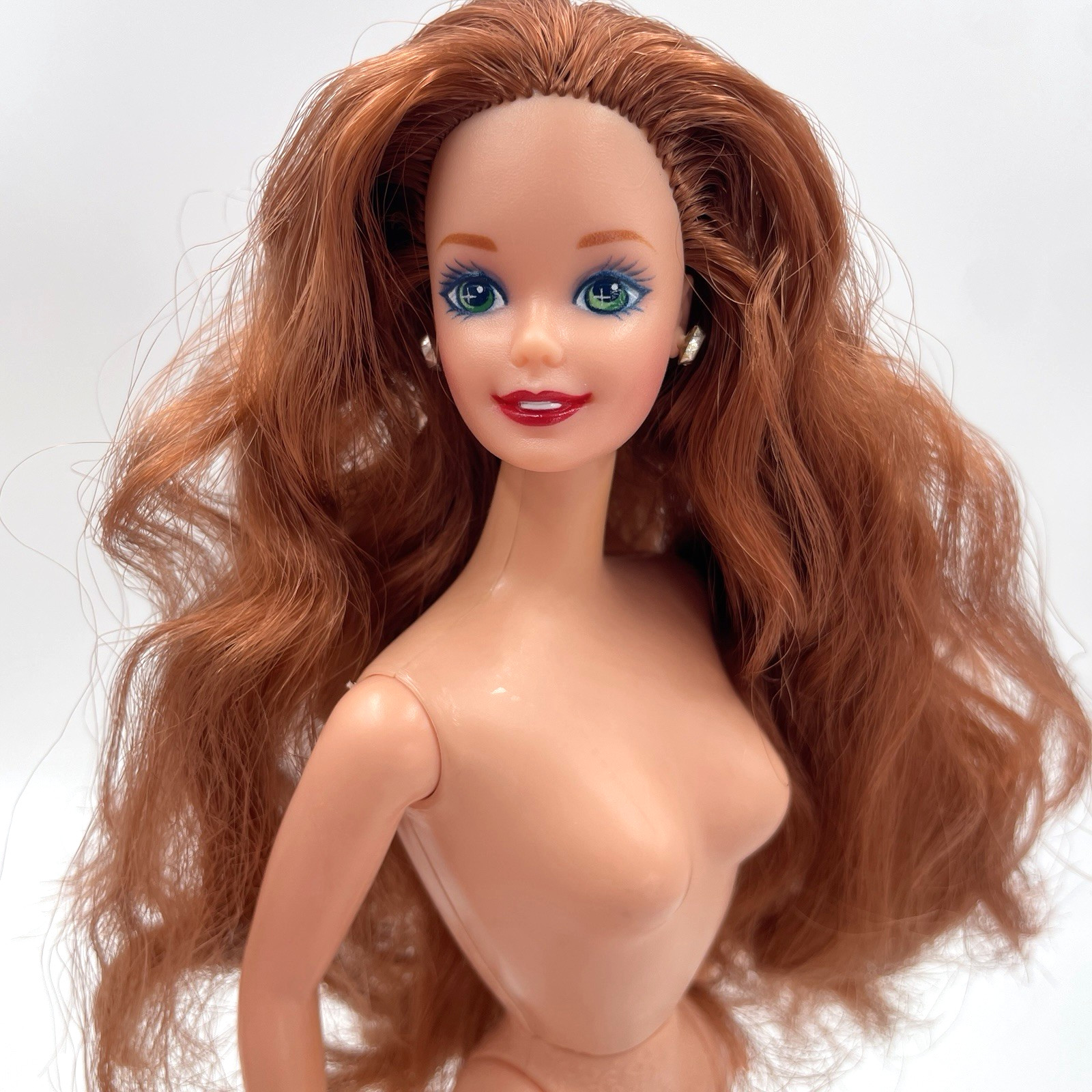Nude Ginger Red Head Barbie WAVY hair Green Eyes TNT Irish Superstar for OOAK