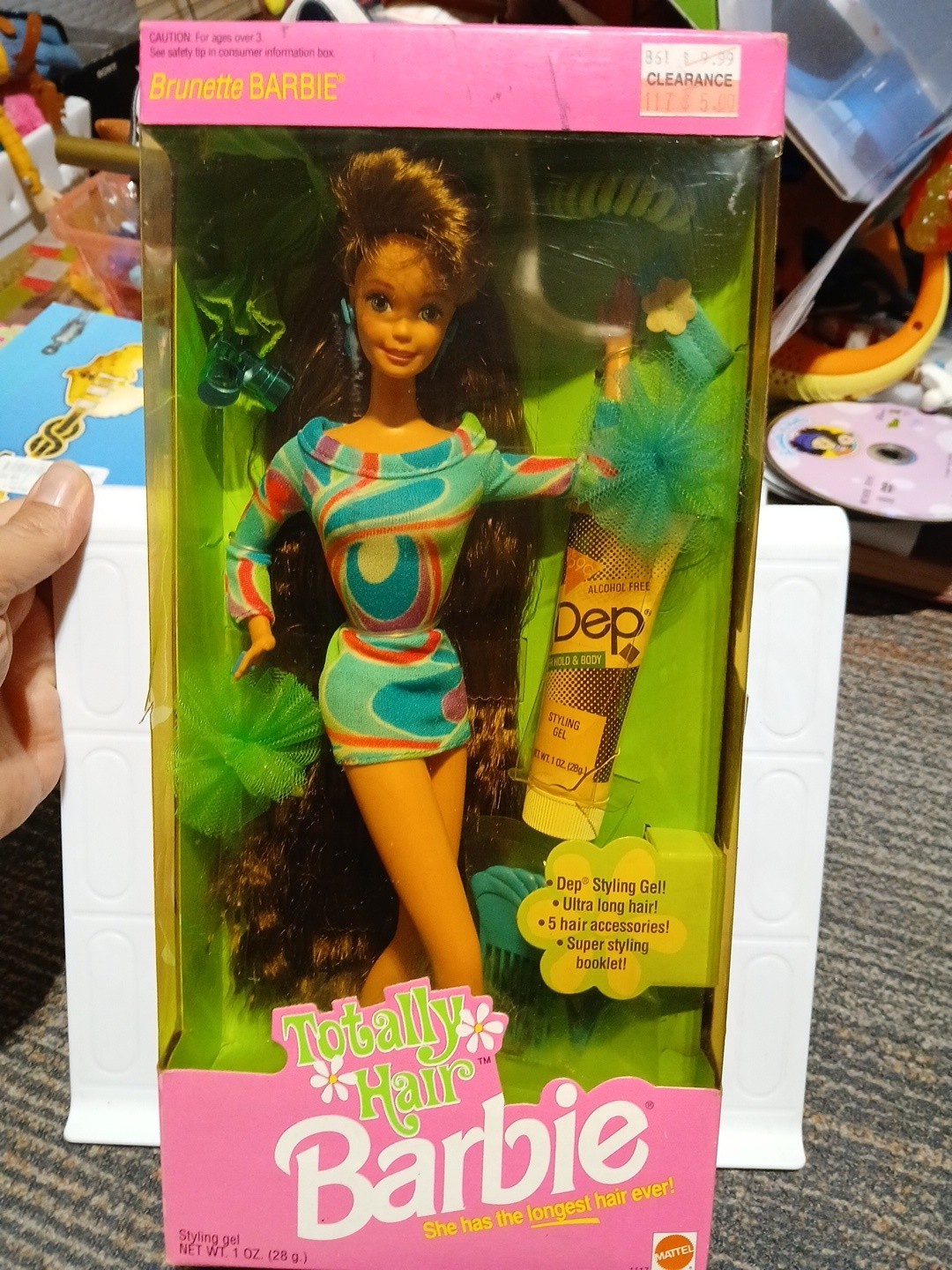 Box Damaged Cut UPC 1991 RARE VINTAGE TOTALLY HAIR BRUNETTE BARBIE 1117 NRFB NIB