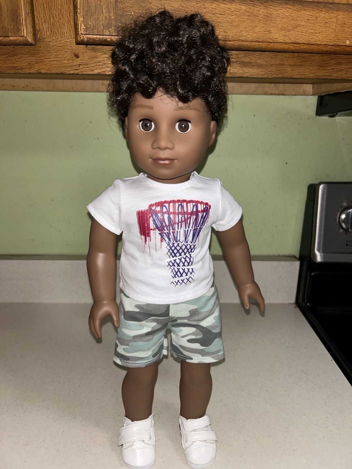 American Girl Truly Me #113 Boy Doll 18″ Create Your Own Shirt Curly Hair