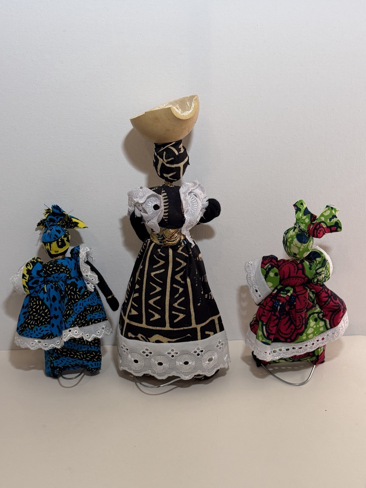 African Heritage dolls – cloth & wire Exquisite, Traditional Attire / Set Of 3