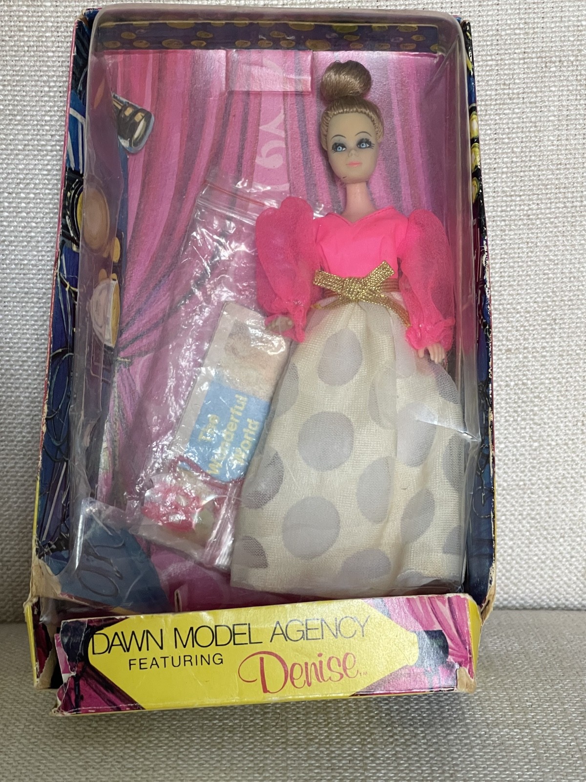 Vintage Dawn Model Agency 1971 Topper Toys Denise Pink Puffs Dress NRFB READ