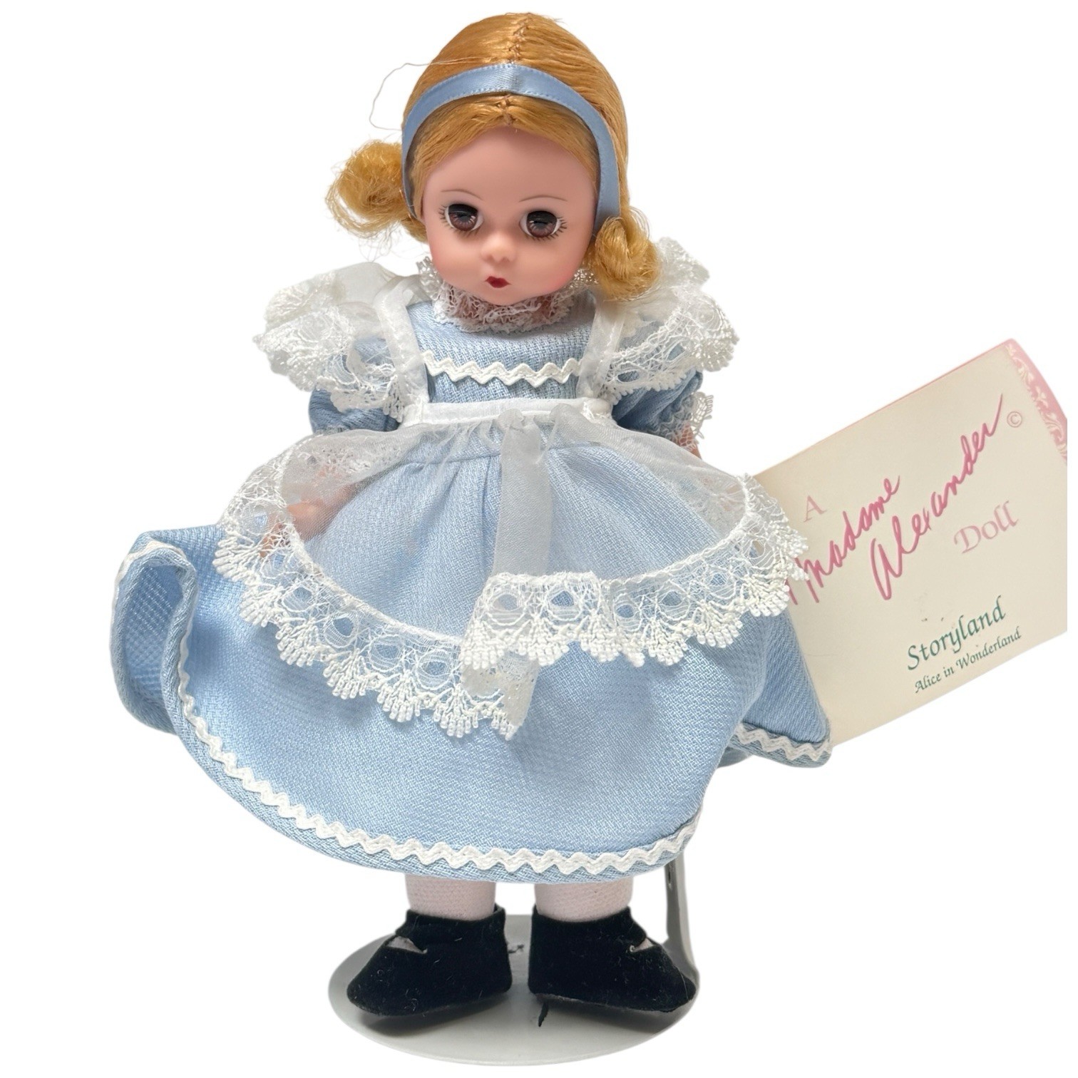 Madame Alexander Alice In Wonderland 8″ Doll Blue Dress Pinafore Made In USA