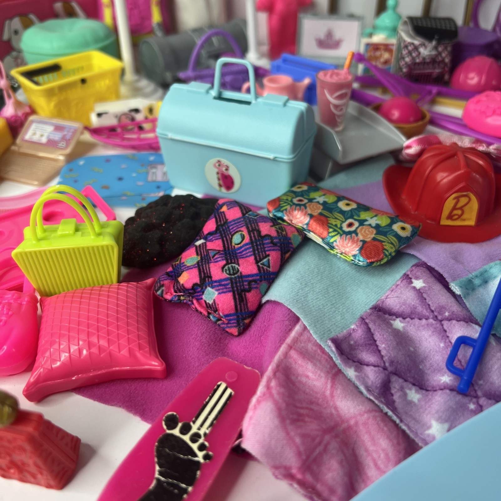 90 Pieces Barbie & Small Doll Assortment Of Accessories Toy Lot Junk Drawer Lot